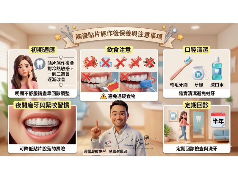 陶瓷貼片施作後保養與注意事項